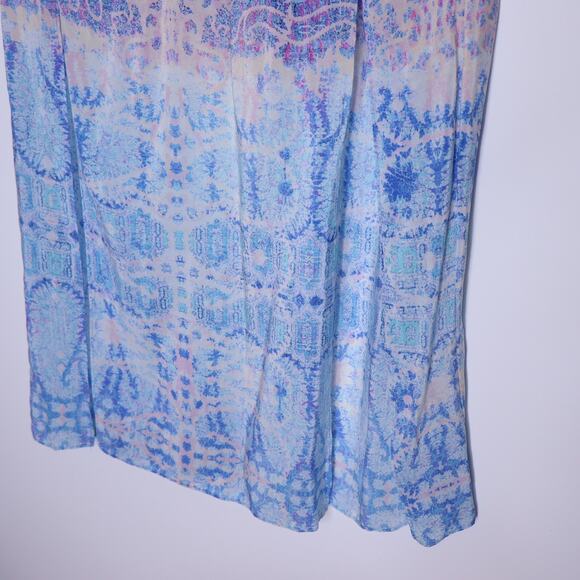 MAEVE Waimea Silk Printed Maxi Skirt Purple Blue High Slit Boho Women's S - Picture 5 of 9